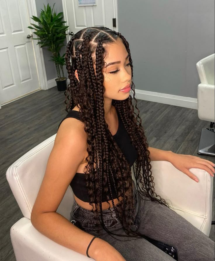 Romantic Waves, Big Box Braids Hairstyles, Goddess Braids Hairstyles, Box Braids Hairstyles For Black Women, Quick Braided Hairstyles, Cute Box Braids Hairstyles, Protective Hairstyles Braids, Pretty Braided Hairstyles, Hairdos For Curly Hair