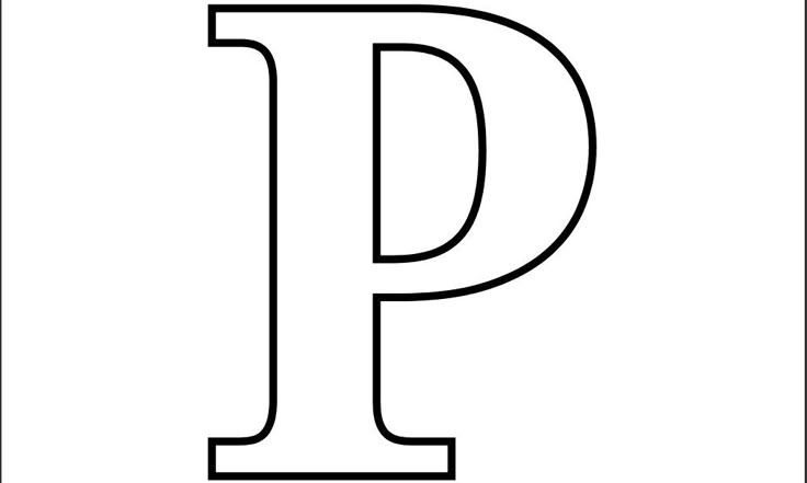 the letter p is shown in black and white