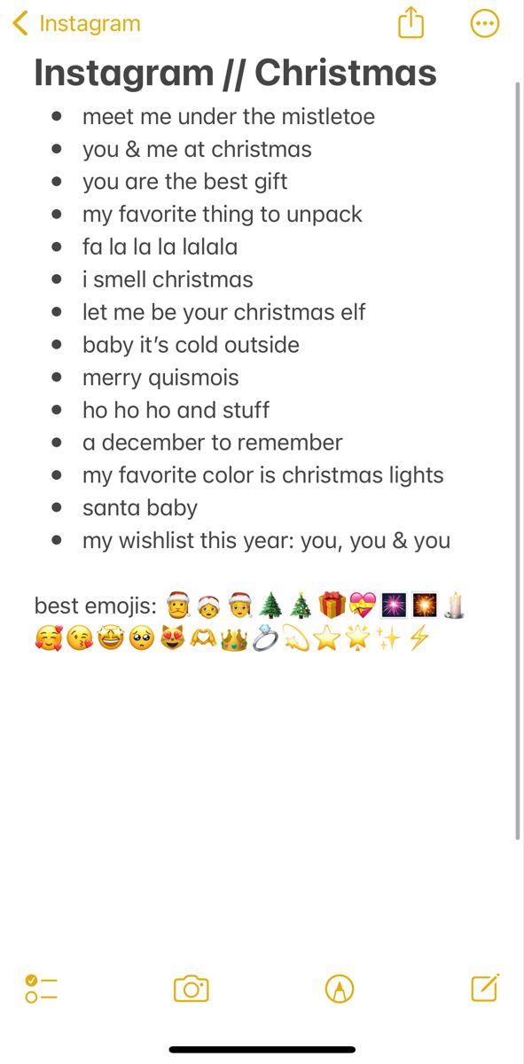 the instagram christmas list is displayed on an iphone screen, with text below it