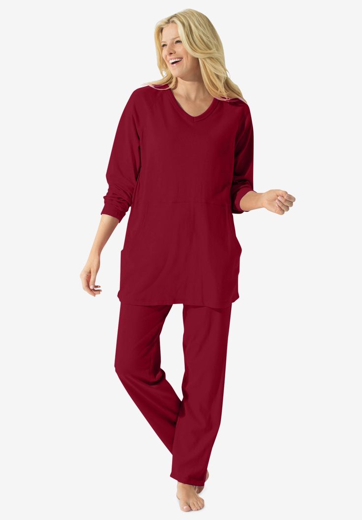 2-Piece Lounge Set | OneStopPlus Relaxed Pants, Raglan Sleeve Top, Plus Size Pajamas, Relax Pants, Lounge Pajamas, Swimsuits For All, Loungewear Sets, Womens Size Chart, Lounge Set