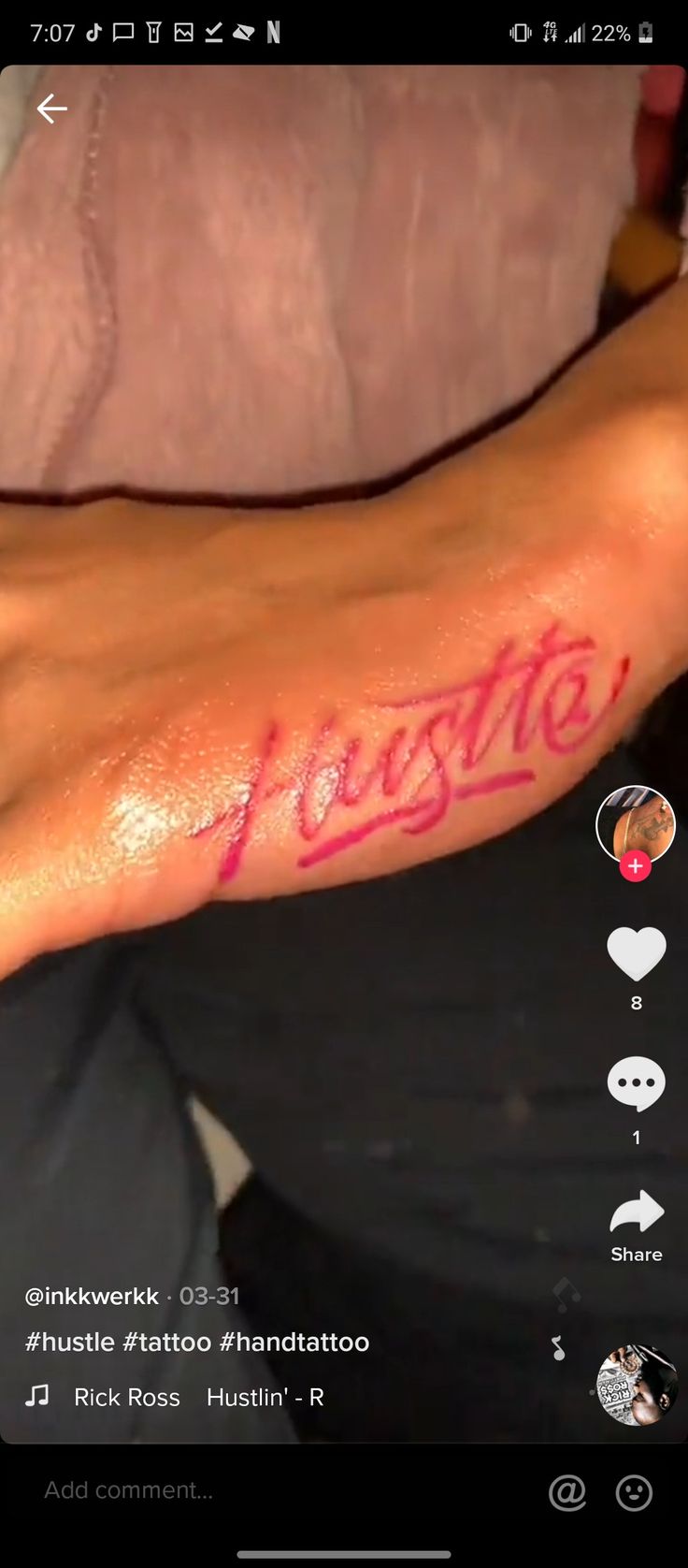 a person's foot with the word legato written in red ink on it