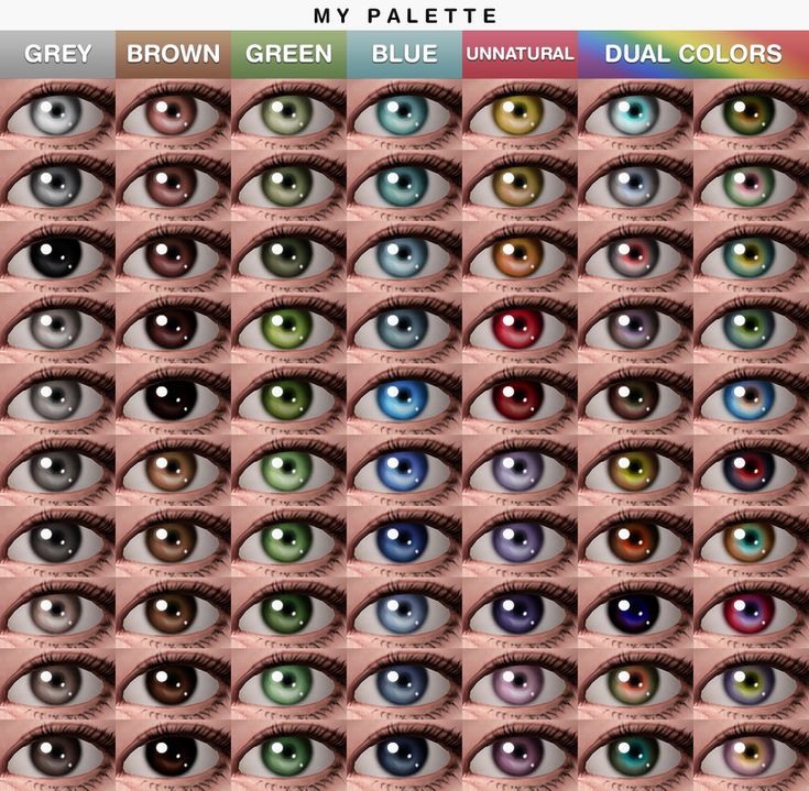 many different colored eyes are shown in this graphic style, with the words grey brown green blue