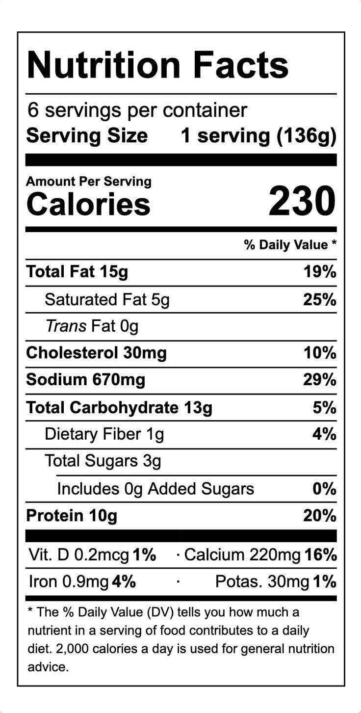 the nutrition label for an apple cider, which contains calories and calories