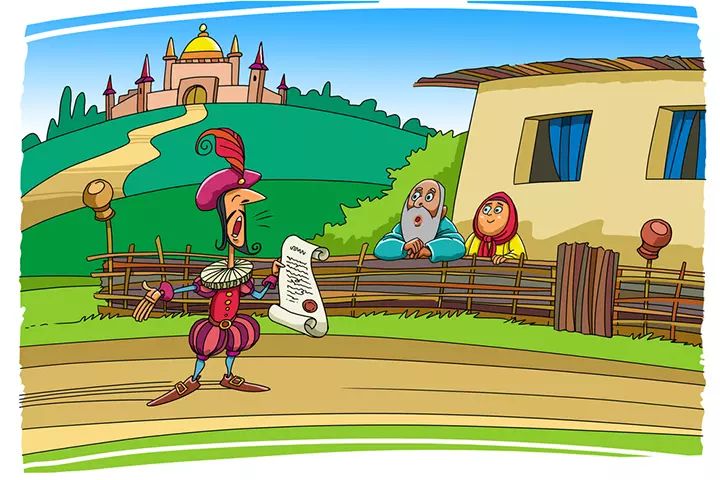 an animated cartoon character holding a piece of paper in front of a small house with other characters