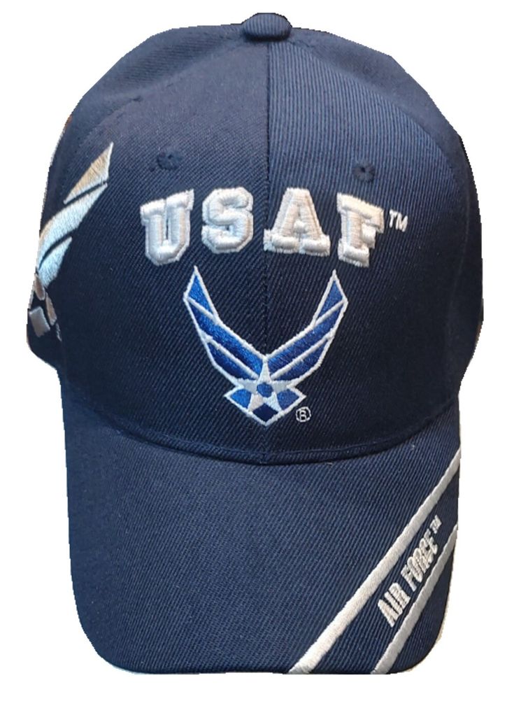 U.S. Air Force, USAF, Hap Emblem & shadow, Air Force on bill, navy blue hat High Quality hat with hi-definition embroidery on front. This item is brand new Embroidered in the U.S.A. Curved Visor Adjustable Velcro Closure 100% Acrylic Licensed Shadow Air Force, Navy Blue Hat, U S Air Force, Quality Hats, Acrylic Designs, Us Air Force, Blue Hat, Embroidered Design, Tracking Number