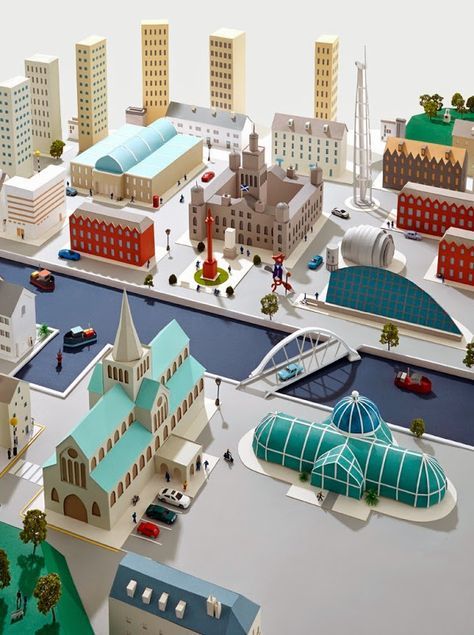 a model of a city with lots of buildings