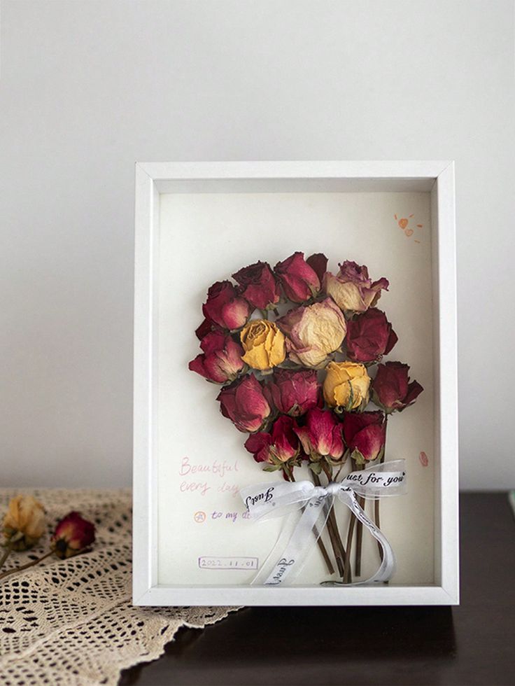 a bouquet of roses in a vase on a table