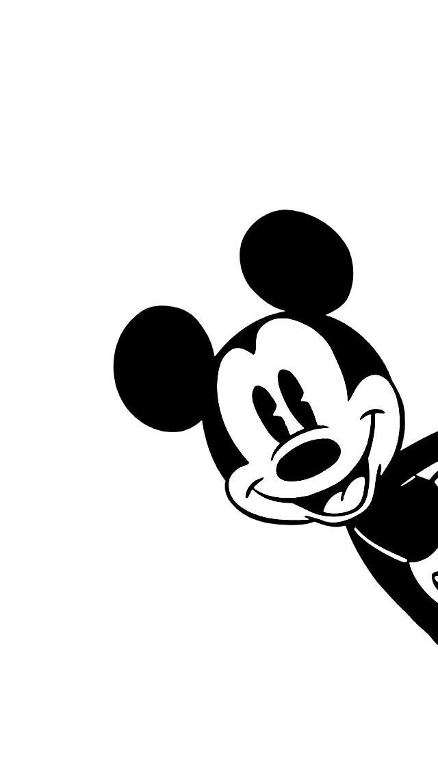 a black and white image of mickey mouse