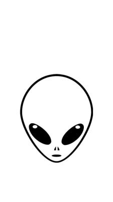 an alien head is shown in black and white