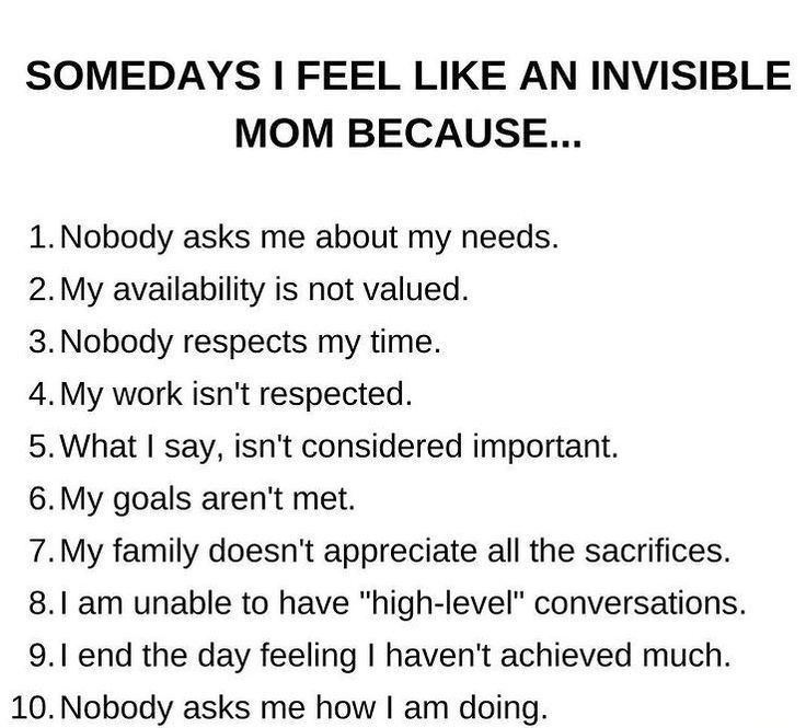 a piece of paper with some writing on it that says, somebody's feel like an invisible mom because