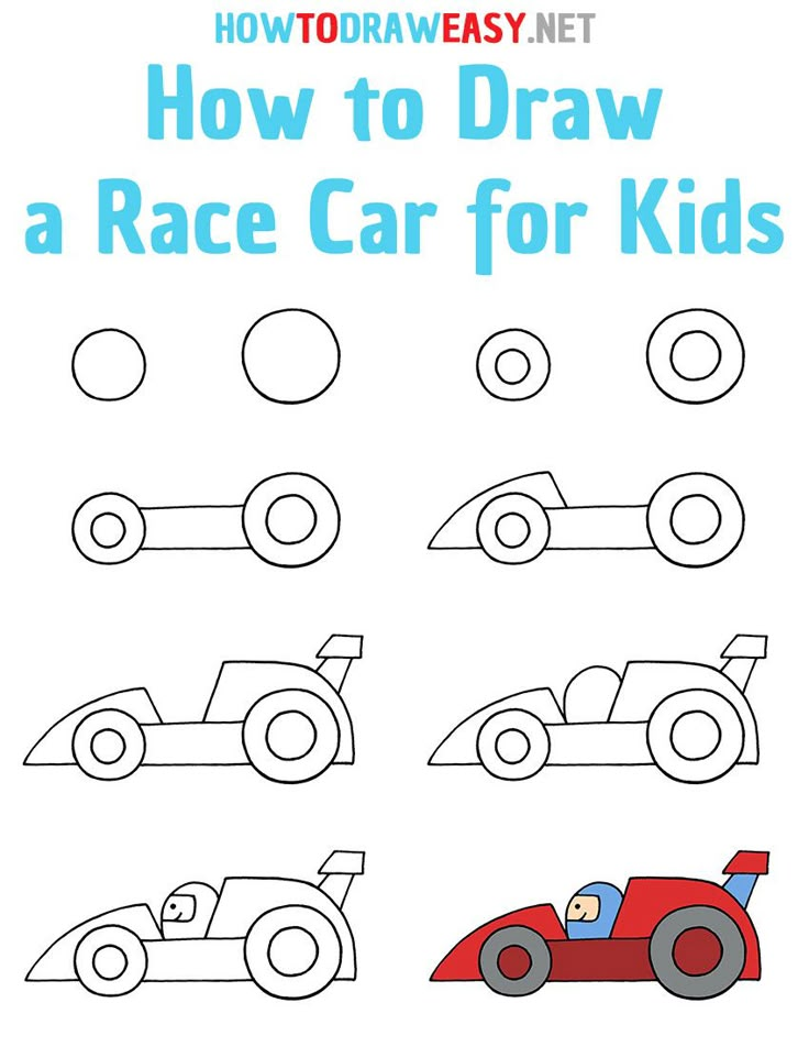 how to draw a race car for kids with easy steps and instructions on how to draw