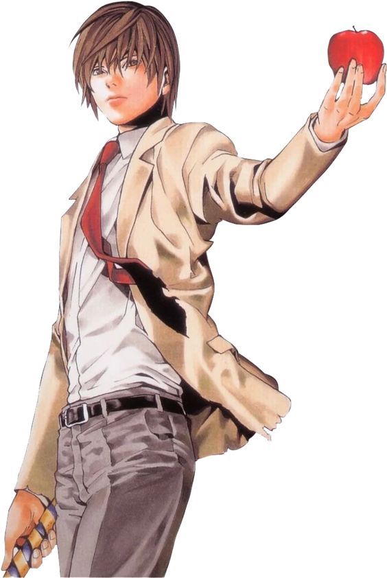 an anime character holding an apple in his hand