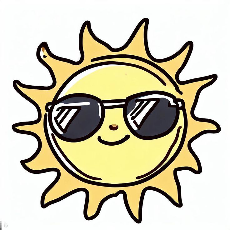 a drawing of the sun wearing sunglasses