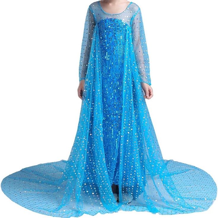 New Frozen Elsa Sparkly Costume Dress Deluxe Comes Complete With Accessories. Gorgeous Princess Elsa Dress. New/Open Box (Taken Out Of Package To Display And Photograph Spectacular, Lovely Dress Includes Gloves, Jewelry, Hair Braid, Tiara, Wand Size 140cm On Tag; According To Chart This Is Equivalent To A Us Size 8-10(I Included Chart From Website) Label On Bag Recommends This Size For 6-7 Year Olds Feel Free To Check Out My Other Listings As I Have Other Frozen Themed Dresses And Wigs. Beautifu Blue Long Sleeve Christmas Dress, Blue Princess Dress For Christmas Dress-up, Blue Christmas Princess Dress For Dress-up, Christmas Blue Princess Dress, Blue Princess Dress For Winter, Blue Winter Princess Dress, Blue Christmas Dress For Dress-up, Blue Dress For Christmas Dress-up, Blue Sequin Dress For Fancy Dress