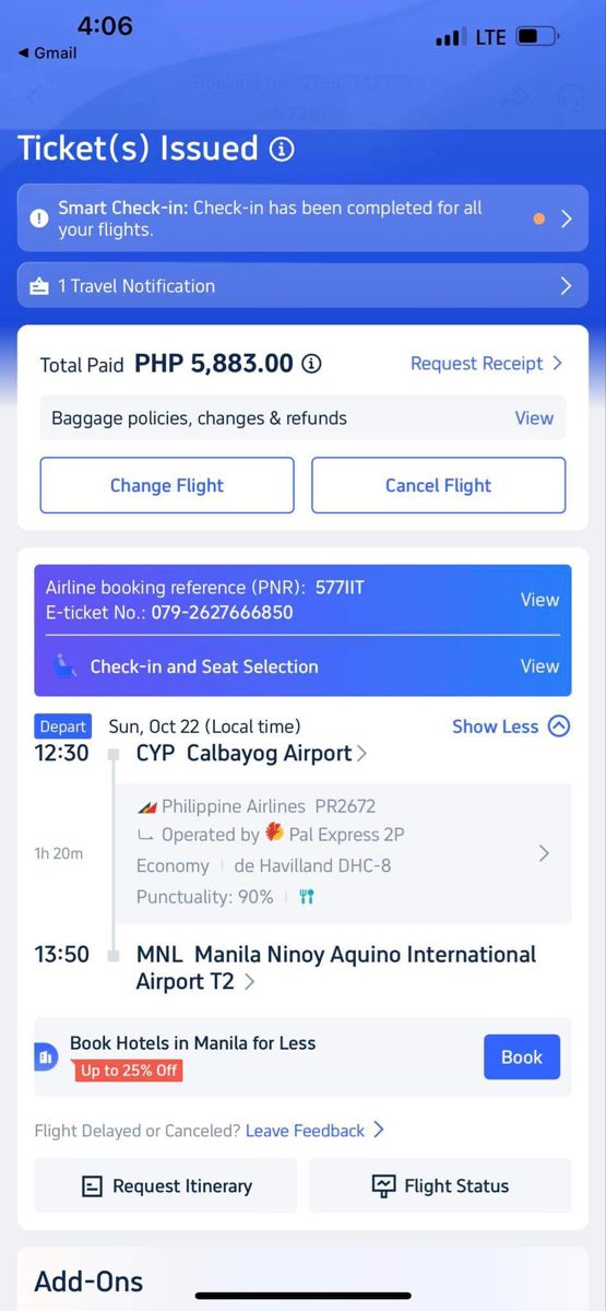 an iphone screen showing the airline ticket status and how to change it for flight tickets