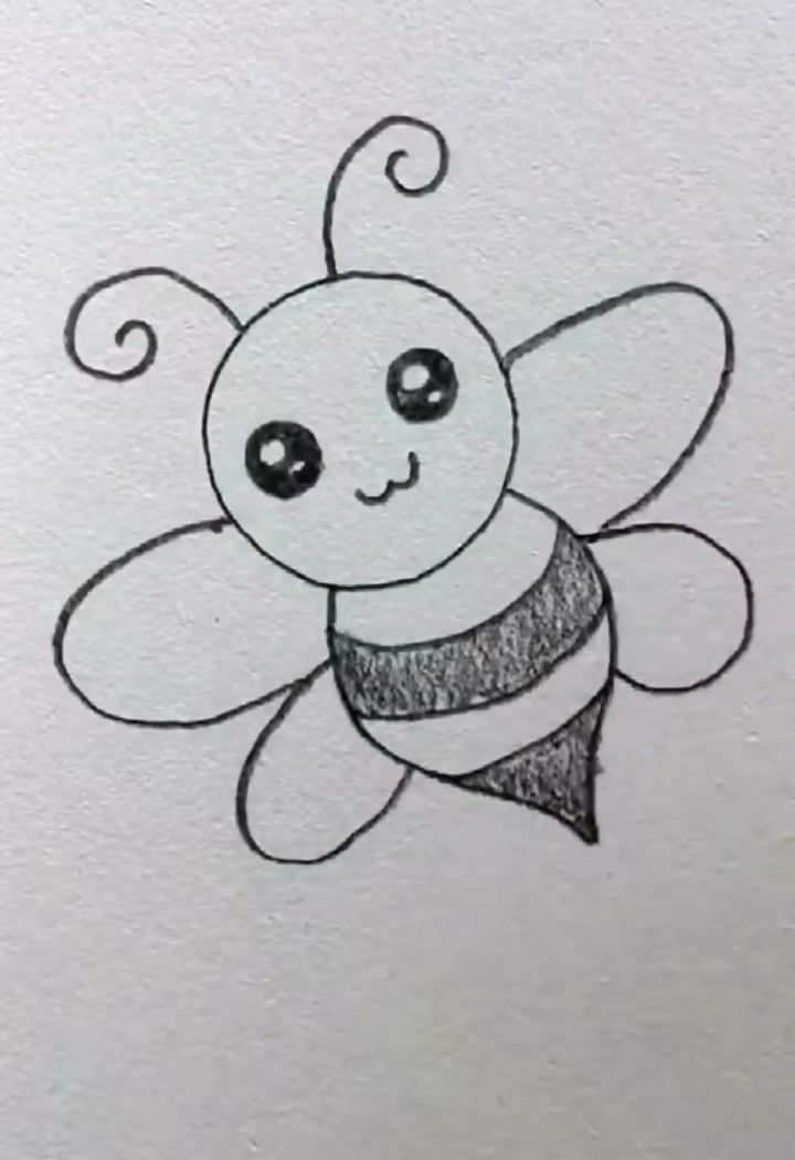 a drawing of a cute little bee