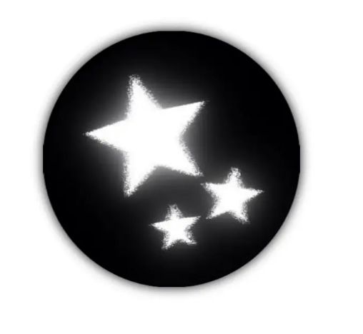 three white stars on a black background