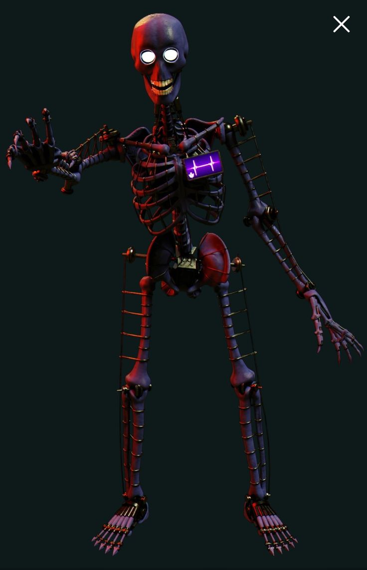 an animated skeleton with glowing eyes and arms