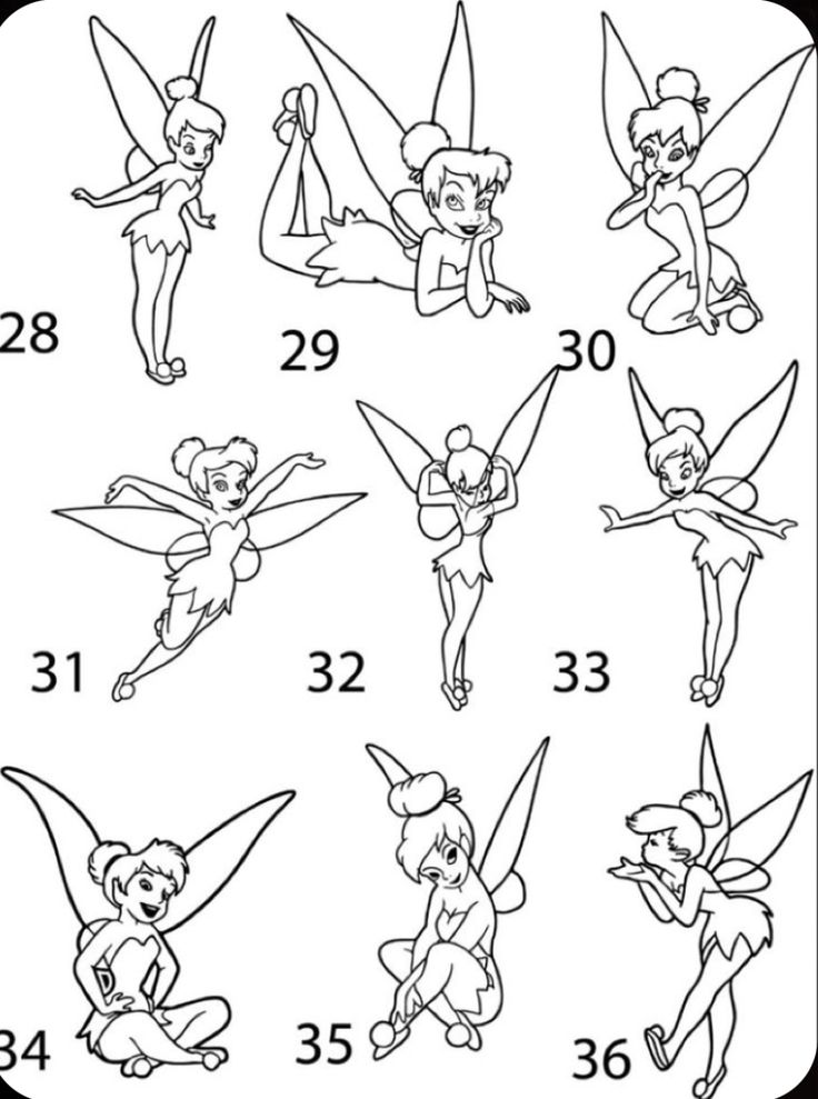 the cartoon tinkerbells is showing how to use their numbers for each character