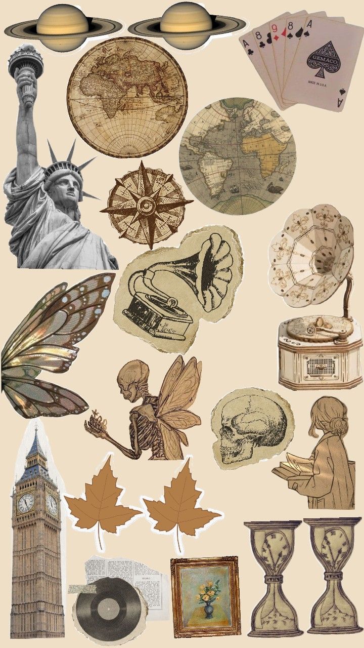 an image of various objects that are in the shape of a collage on paper