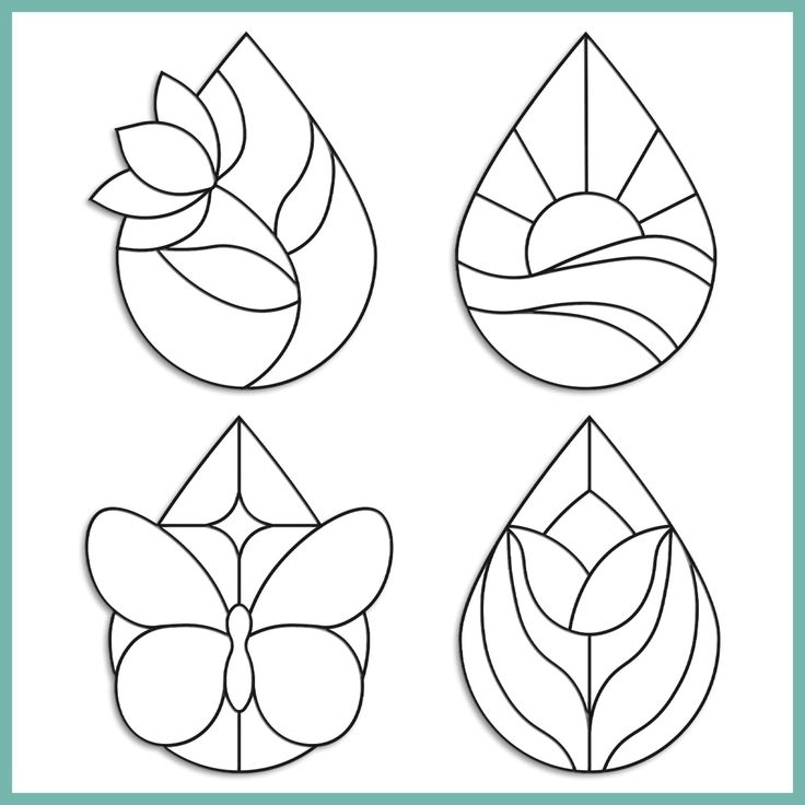 four different shapes of leaves and flowers