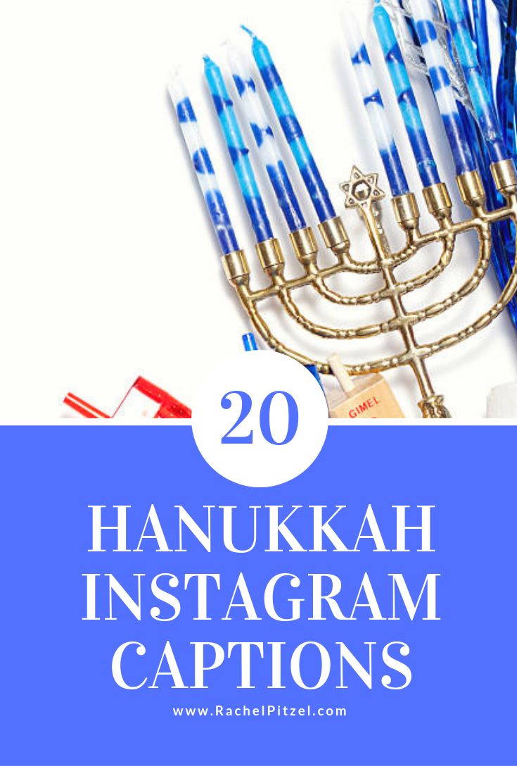 hanukkah menorah with the words 20 hanukkah instagramm captions