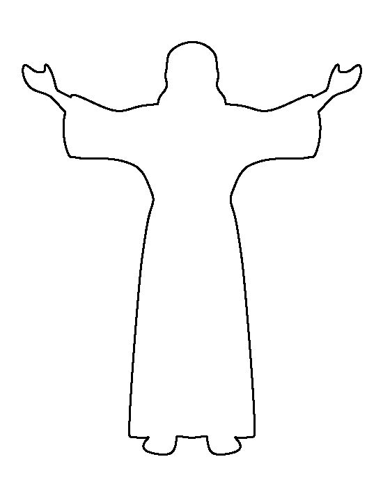 the outline of jesus standing with his arms outstretched