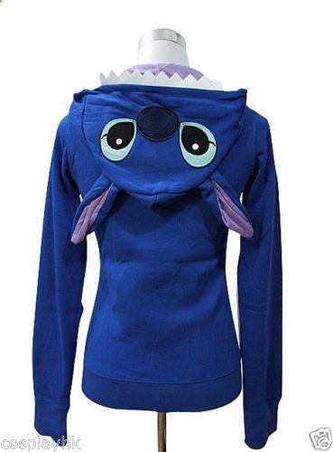 a blue hoodie with eyes and ears on the front, sitting on top of a mannequin's head