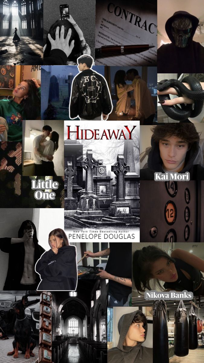 the collage shows many different types of people in black and white outfits, with one person wearing a hoodie