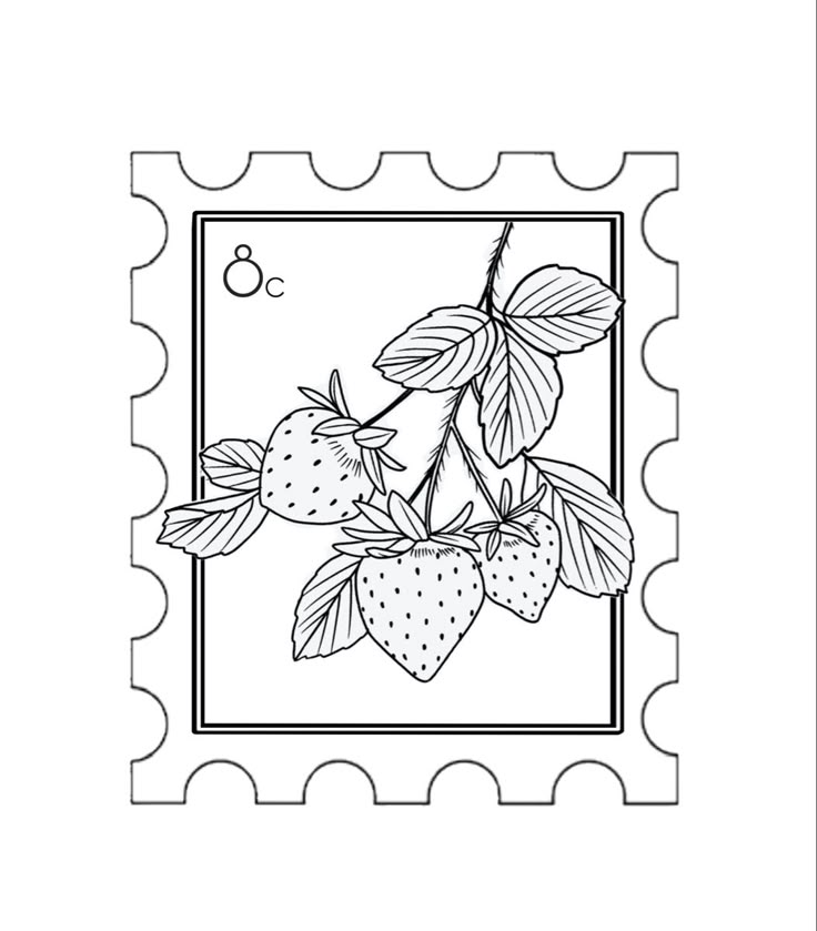 a postage stamp with strawberries on it