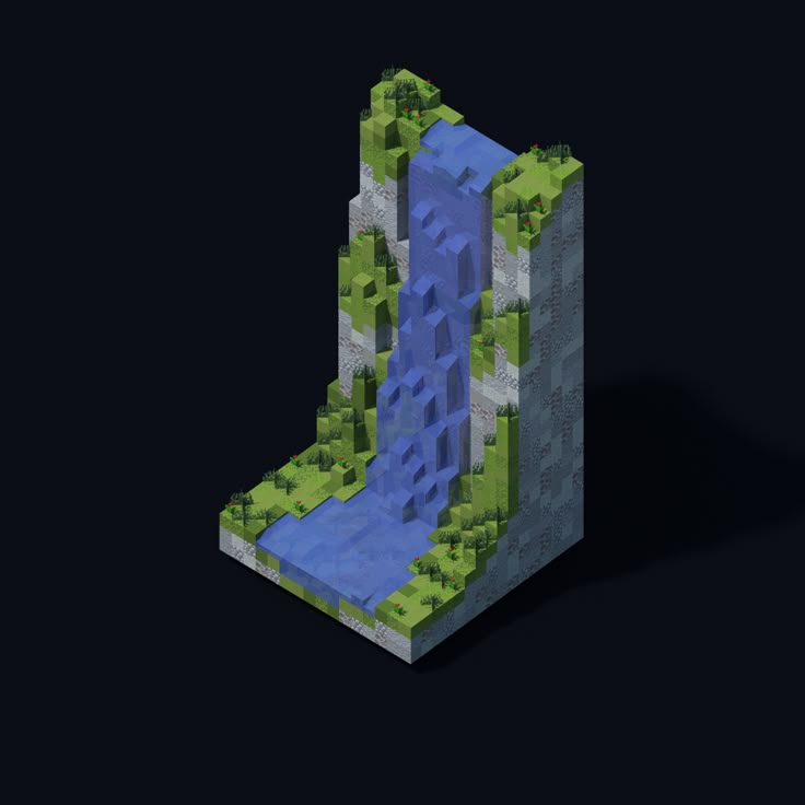 Waterfall Design Minecraft, Mini Waterfall Minecraft, Minecraft Building Ideas Waterfall, Cool Nether Portal Designs Minecraft, Minecraft Mountain Waterfall, Waterfall Minecraft Ideas, Minecraft Waterfall Design, Water Fall Minecraft, Minecraft Waterfall House