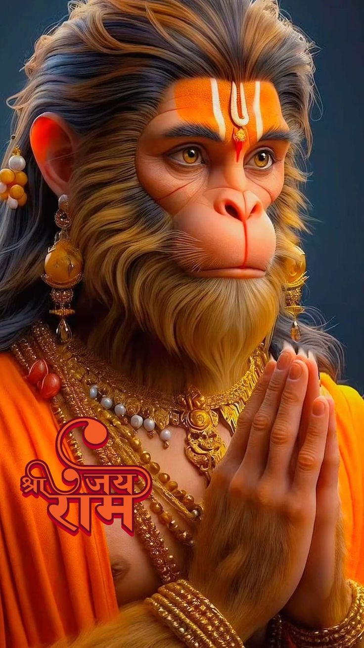 a monkey with his hands clasped in front of him, wearing gold jewelry and earrings