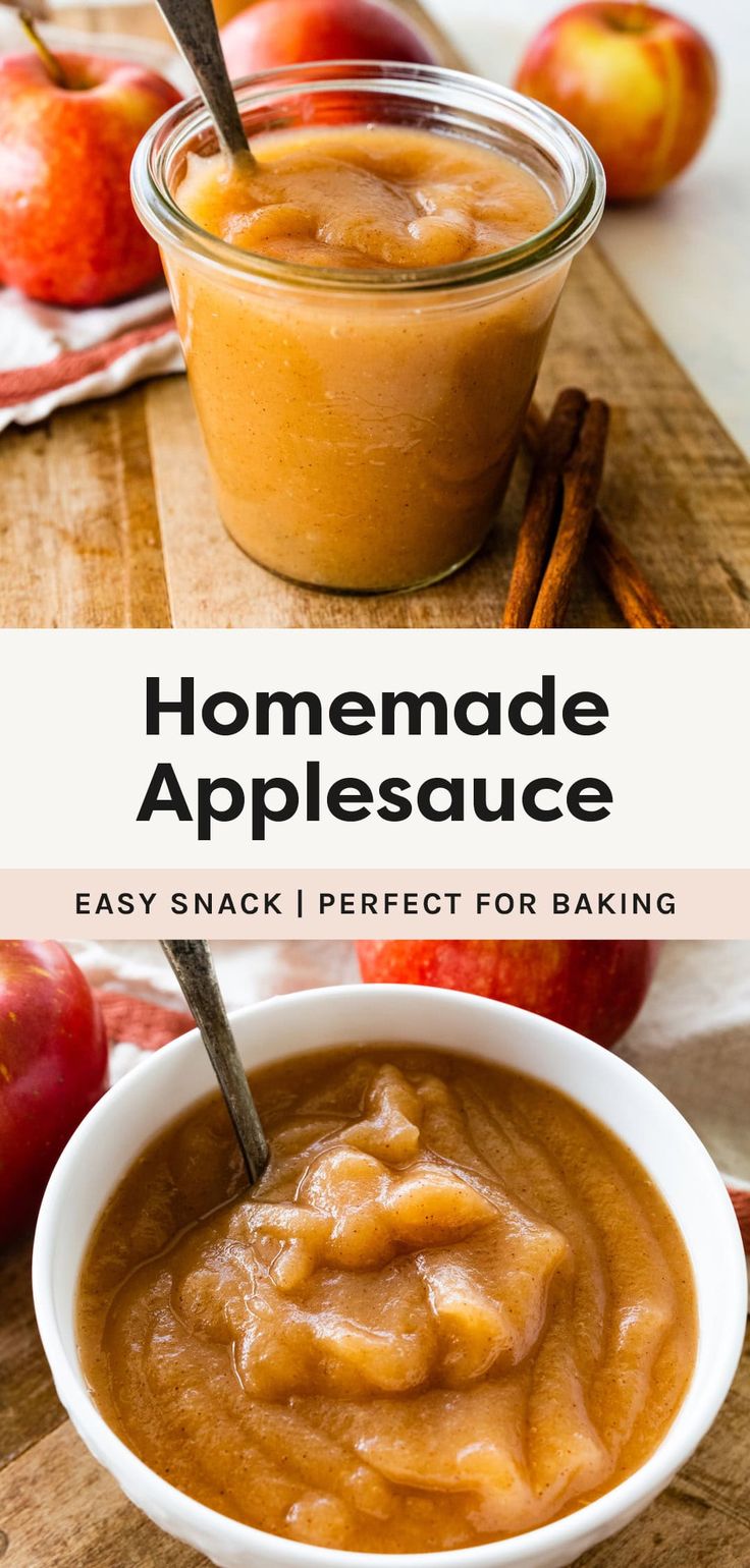 homemade applesauce in a bowl with cinnamon sticks