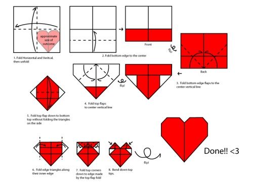 how to make an origami heart out of paper - step by step instructions