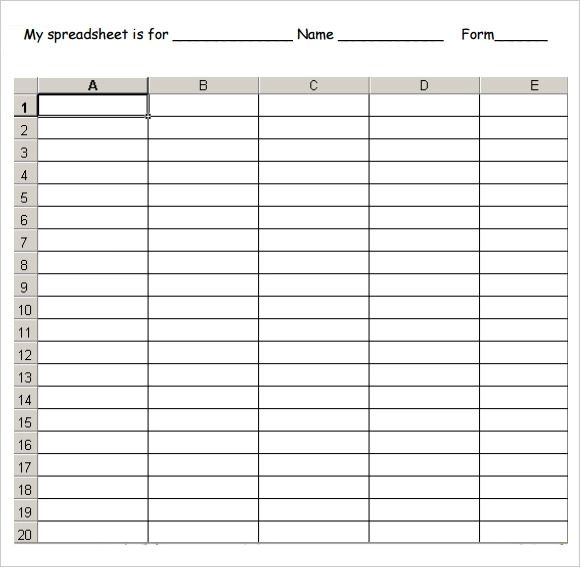 a printable spreadsheet is shown in the form of a sheet with numbers