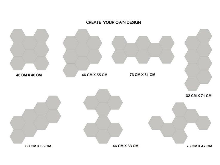 the size and width of hexagonal tiles for flooring or wall coverings