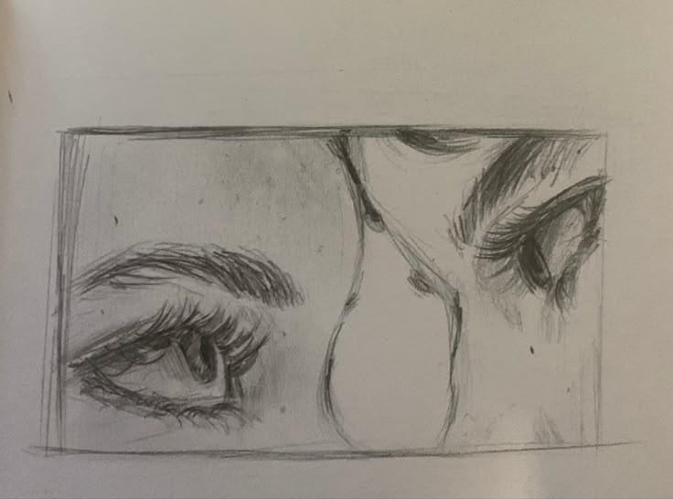 a pencil drawing of an eye looking in the mirror