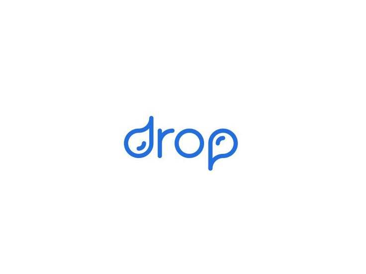 the word drop written in blue ink on a white background