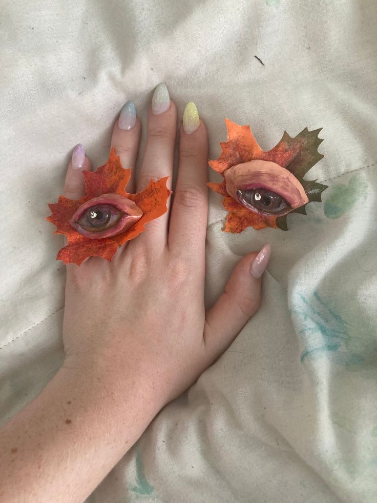 The ring has an adjustable band size so it can fit any finger or your big toe probably. If you wanted it to. Matched with the face necklace I made. Eyeball Ring, Face Necklace, Leaf Ring, Ring Handmade, Rings Statement, Statement Ring, Handmade Ring, The Face, Statement Rings