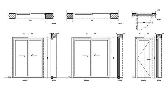 an architectural drawing showing the different sections of a door