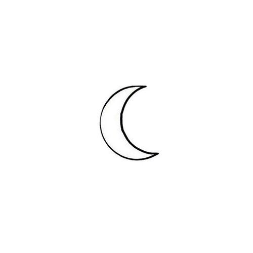 a black and white drawing of a crescent moon on a clear day with no clouds