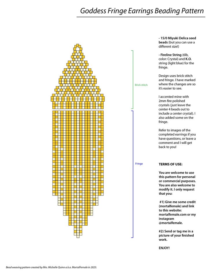 an image of a piece of art that looks like a corn cob with the words goddess fringe earrings beading pattern