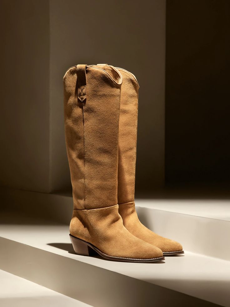 Archer Western Boot | Banana Republic Tall Brown Suede Boots, Suede Boots Outfit, Tall Boots Outfit, Tall Western Boots, Banana Republic Boots, Tall Western Boot, High Arches, Suede Cowboy Boots, Brown Suede Boots