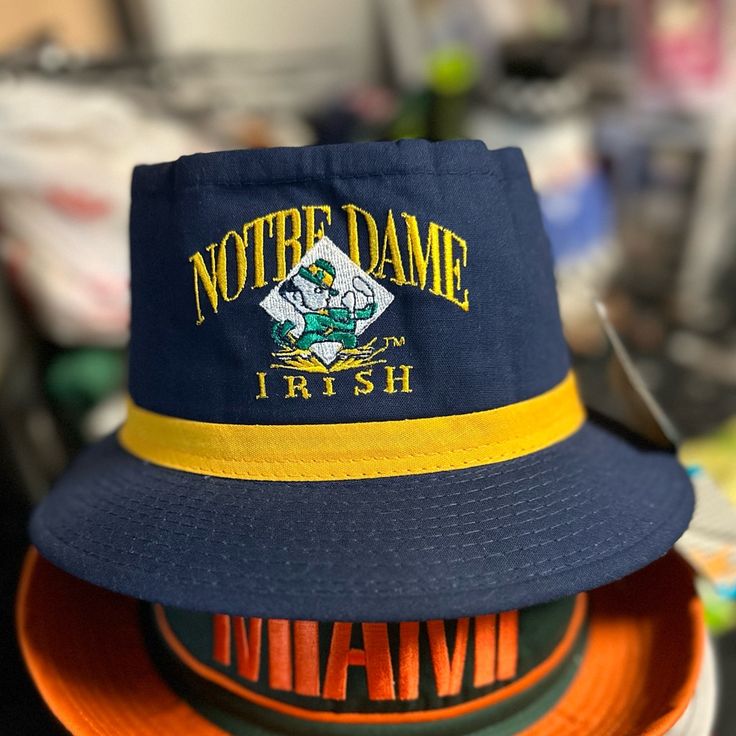 Vintage Notre Dame Fighting Irish Bucket Hat/ Fishing Hat Blue And Yellow L Vintage Notre Dame, Large Hats, Fishing Hat, Blue And Yellow, Notre Dame, Blue Man, Bucket Hat, Accessories Hats, Fishing