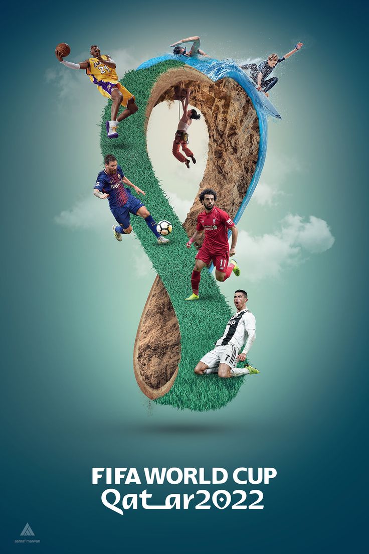 the poster for the 2012 world cup is shown in blue and green with soccer players on it