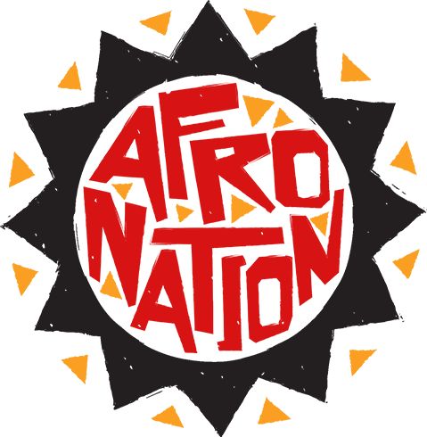 the afro nation logo with an orange and black star in the center, on top of it