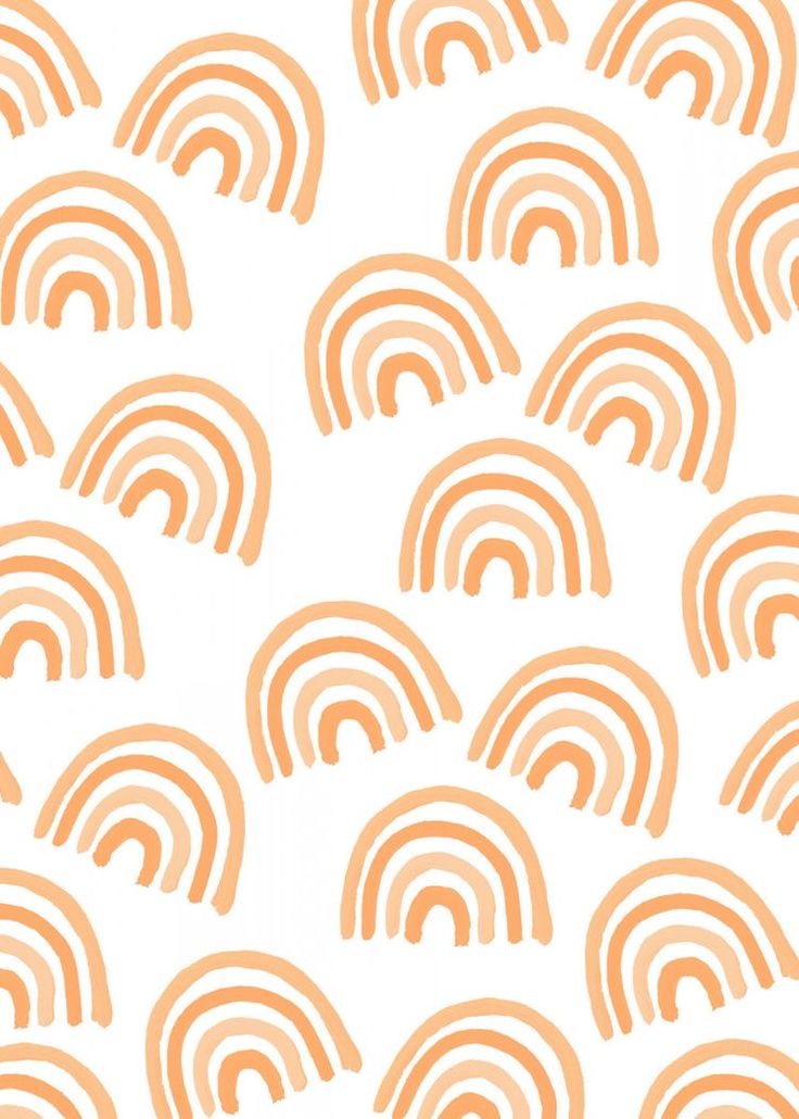 an orange and white background with rainbows