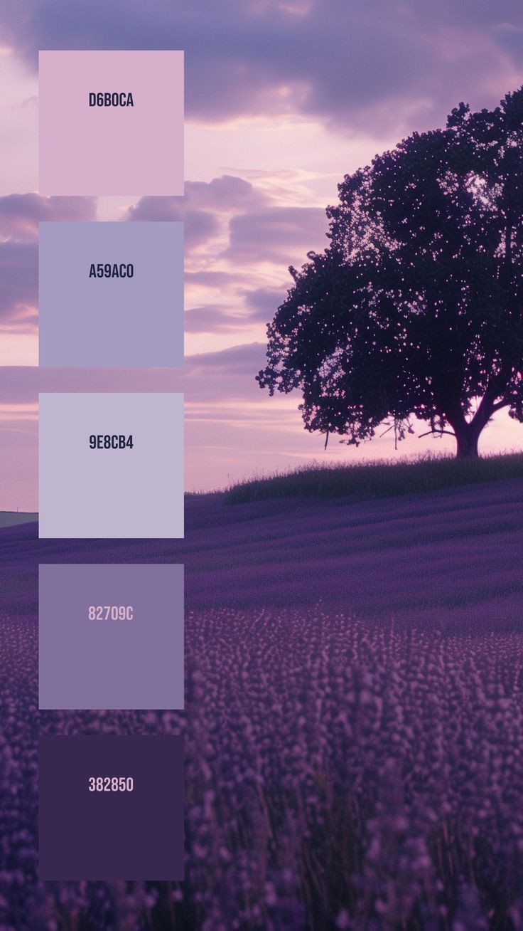 Colors:
D6B0CA
A59AC0
9E8CB4
82709C
382850 Colored Pencil Lessons, Field Of Lavender, Dark Silhouette, Light Clouds, Wedding Theme Color Schemes, Calm Color Palette, Gradient Color Design, Purple Palette, Purple Color Palettes