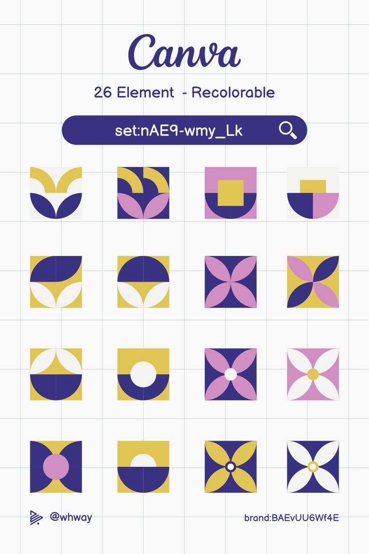 the canva quilt pattern is shown in purple, yellow and pink colors with text that reads