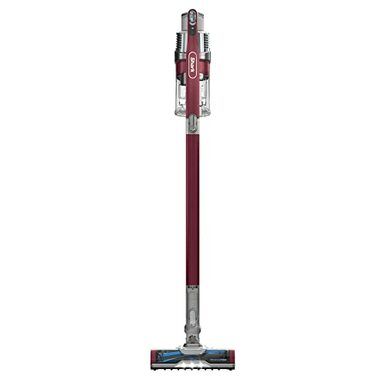 a red and silver vacuum on a white background